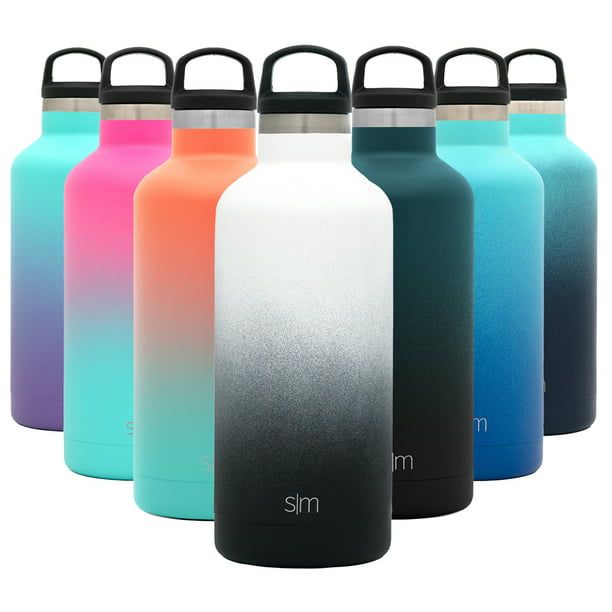 Pur-Go Vacuum Insulated Stainless Steel Ombre Water Bottle with Wide Mouth Straw Lid 20 oz BPA Free Sports Water Bottle with Straw Lid Wide Mouth Three Extra Lids Stay Hydrated Wherever Whenever! 